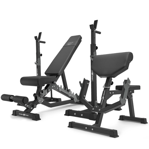 Set MS33_2.0 | double-sided bench + multilevel barbell racks + Scott bench with adjustable support - Marbo Sport