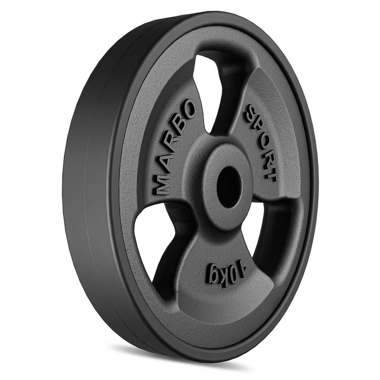 Cast iron rubberized disc 10 kg with ø31 mm bore MW-O10G-kier - Marbo Sport