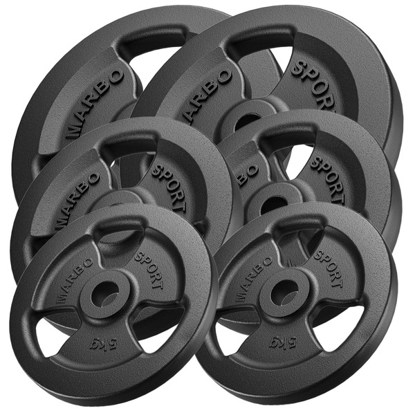 Tri-Grip weight plates made of cast iron set 60 kg / 2 x 15 kg + 2 x 10 kg + 2 x 5 kg - Marbo Sport