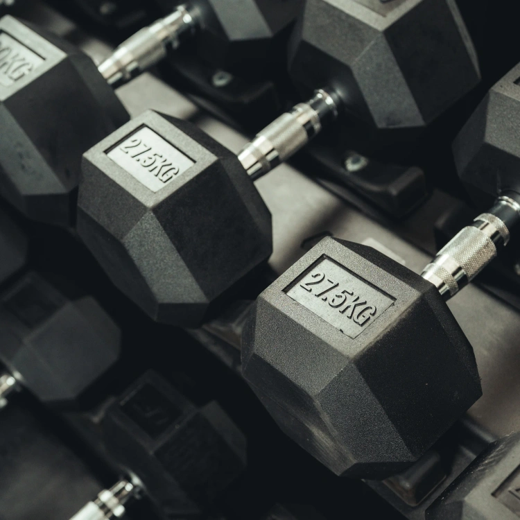 Rubber-coated HEX cast-iron dumbbell 27,5 kg - UpForm