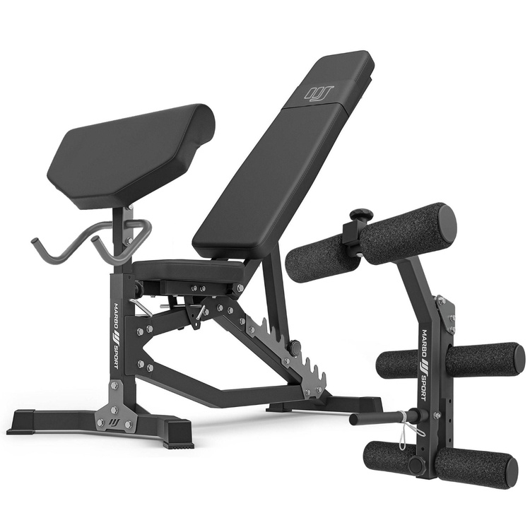 Set MS39_2.0 | double-sided adjustable training bench + preacher curl attachmen + leg press - Marbo Sport