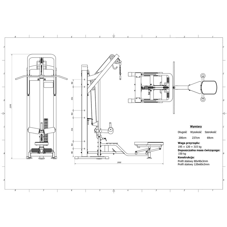 2-in-1 pulldown - row machine MP-U211 - Marbo Sport