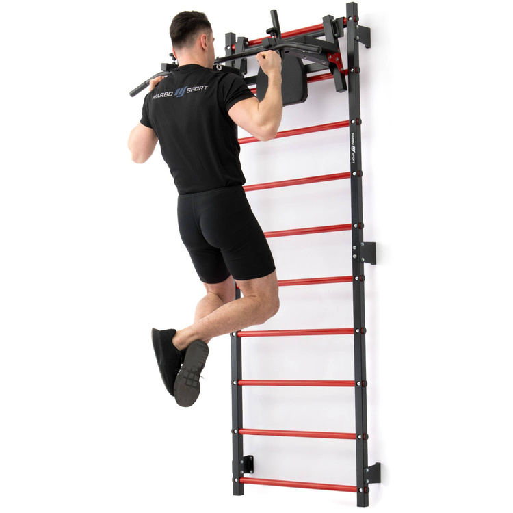 Set MHU1 | Metal ladder 230 x 81 cm MH-U204 + Mulitifunctional wall-mounted dip station with pull-up bar (2in1) MH-U205 - Marbo Sport