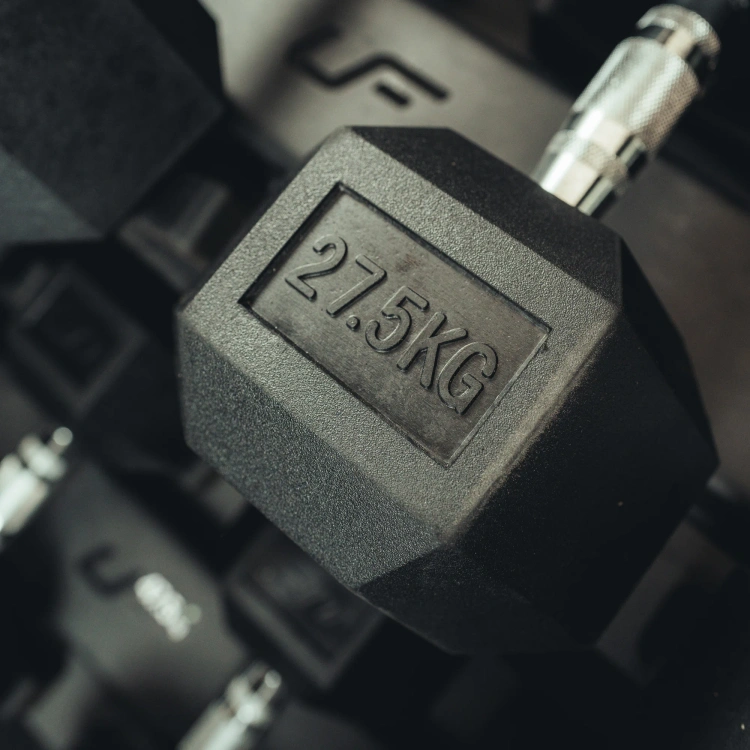 Rubber-coated HEX cast-iron dumbbell 27,5 kg - UpForm